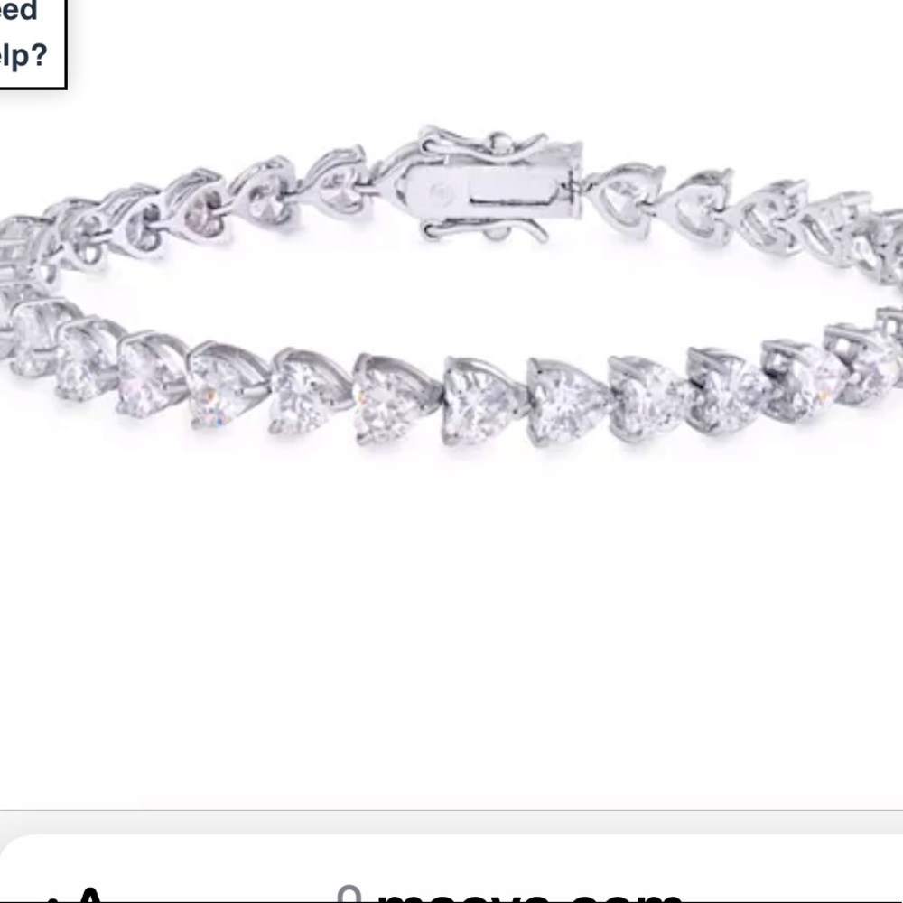 brand new cubic zirconia heart link bracelet in zilver plate with box.
